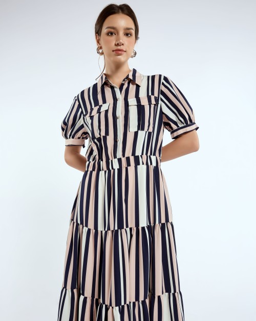 SIXDO Chiffon Flared Dress for Women